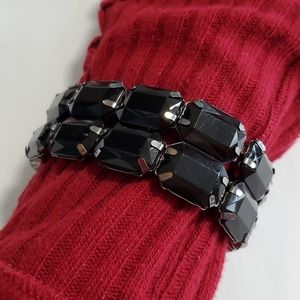 **buy 2 get 1 free** Black rhinestone stretch bracelet